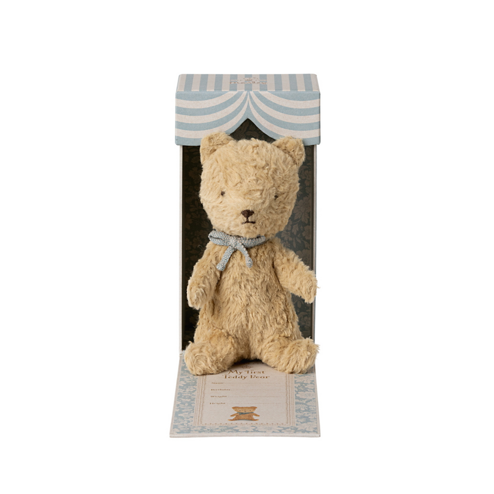Maileg My First Teddy beige with blue bow