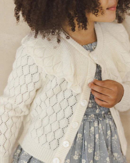 Ivory Ruffle Cardigan - Noralee