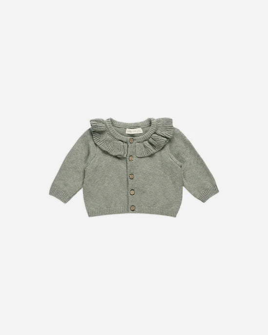 Ruffle Collar Cardigan - Basil