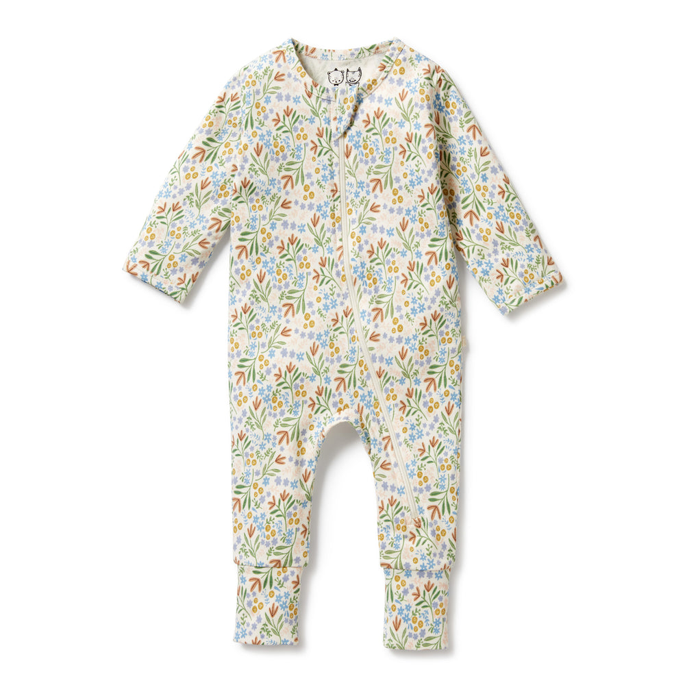 Wilson and Frenchy Tinker Floral Organic Zipsuit with Feet