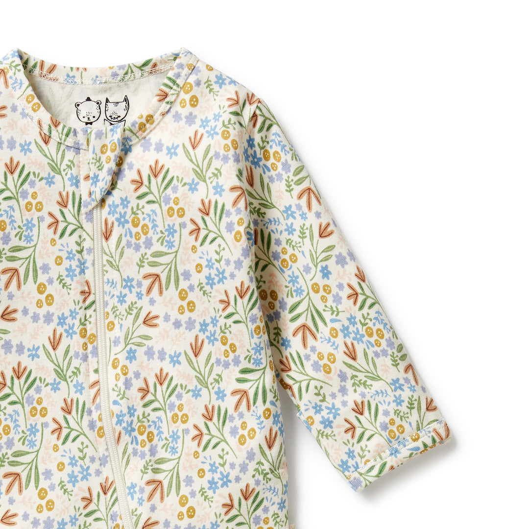 Tinker Floral Organic Zipsuit with Feet
