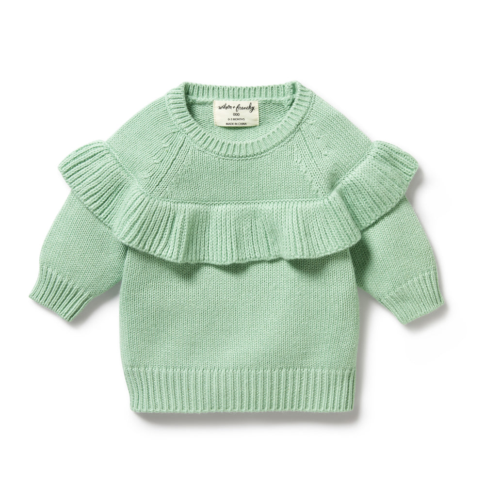 Wilson and Frenchy Mint Green Knitted Ruffle Jumper