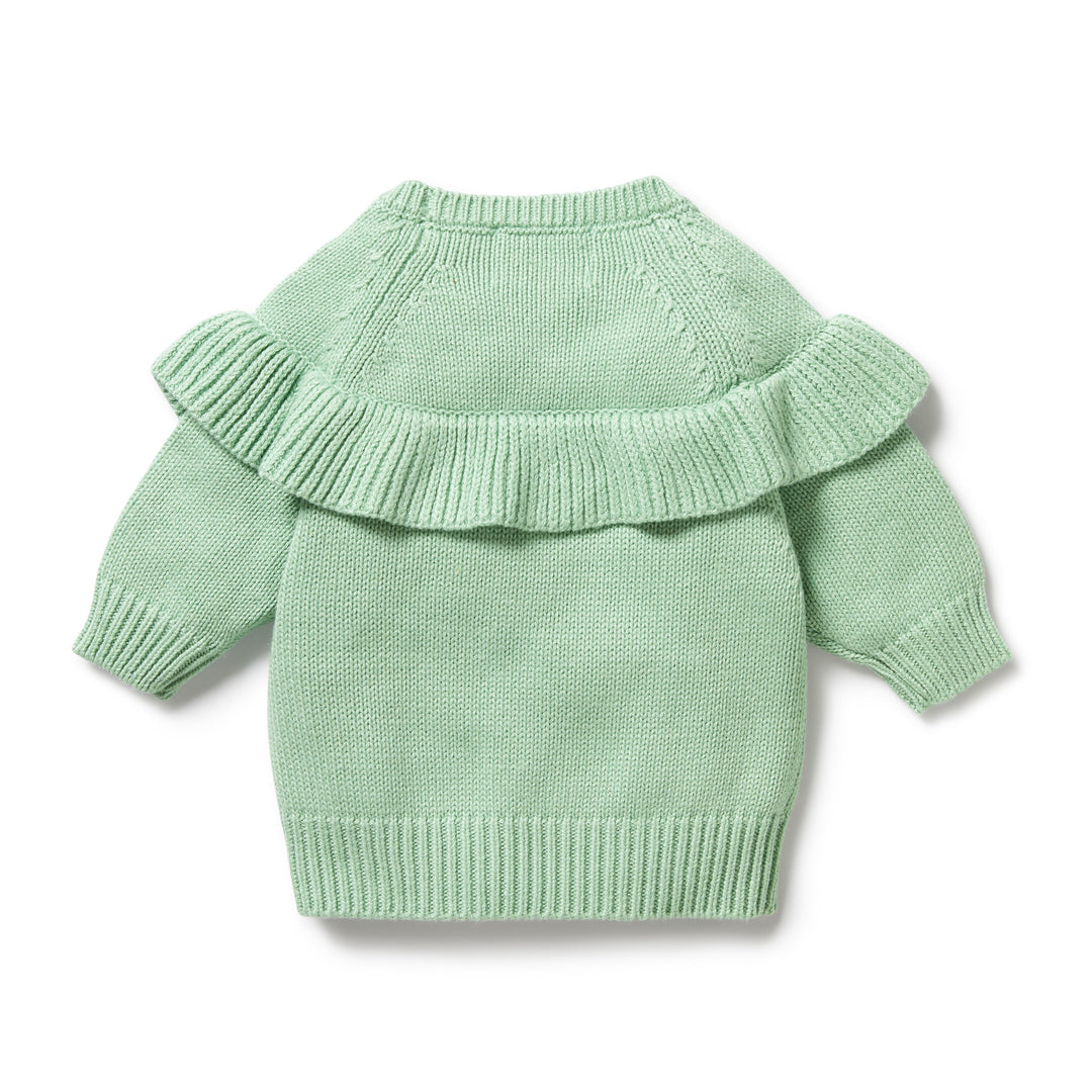 A ruffle green knitted jumper online