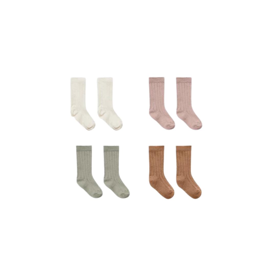 Socks, Set Of 4 - Natural, Mauve, Basil, Cinnamon