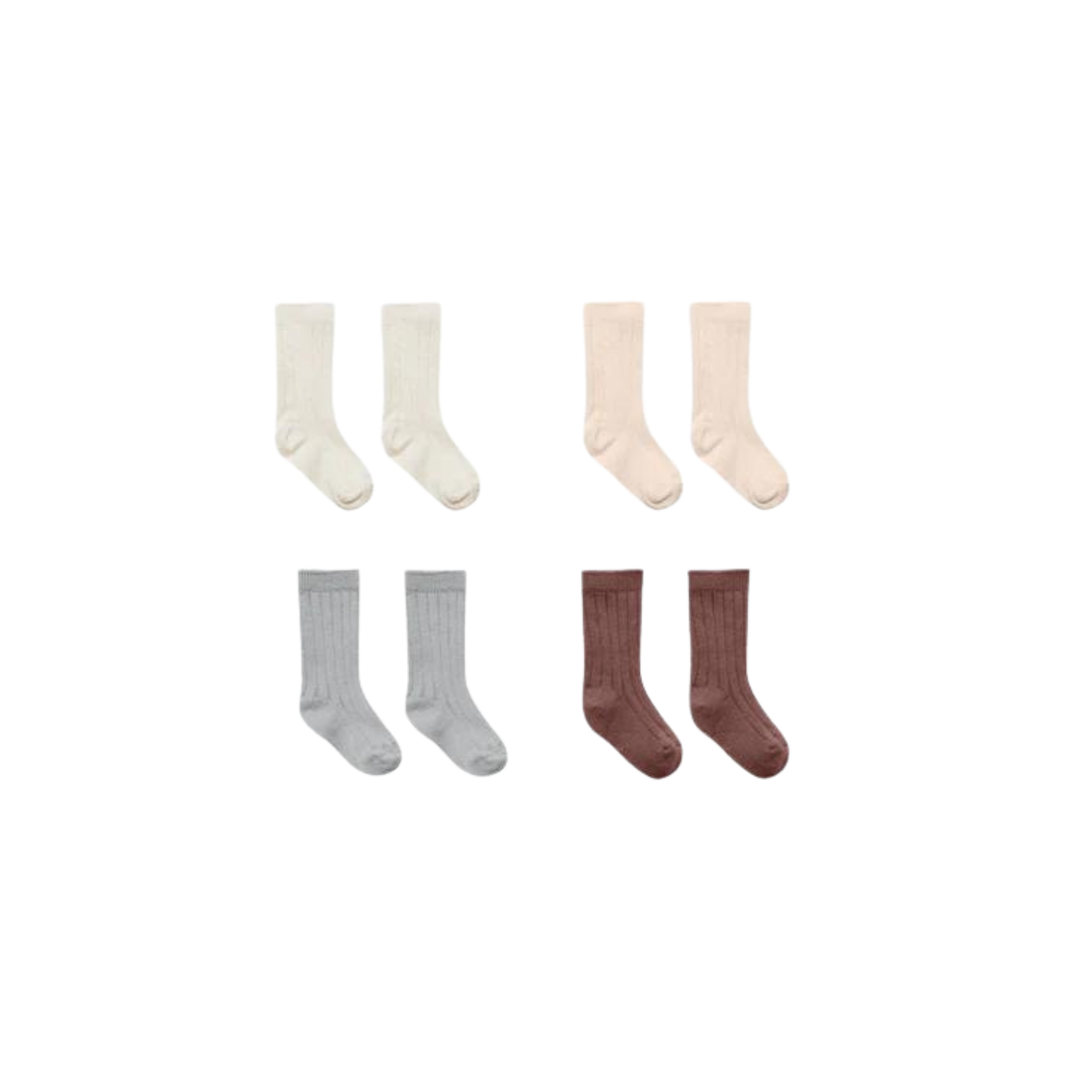 Socks, Set Of 4 - Ivory, Shell, Dusty Blue, Plum