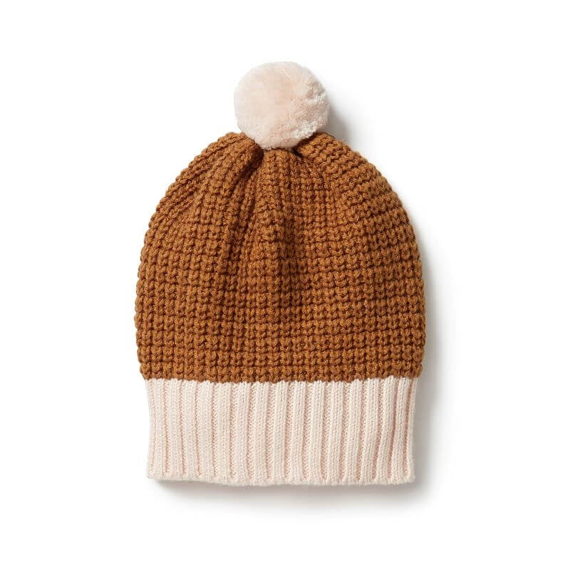 Knitted Cable Beanie - Spice