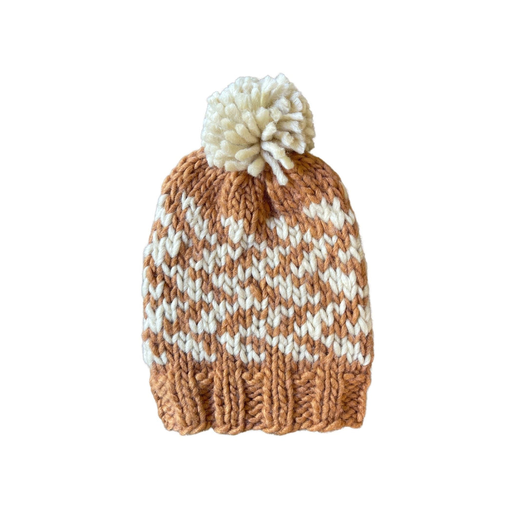 Acorn Indie Beanie - Caramel & Cream - kateinglishdesigns