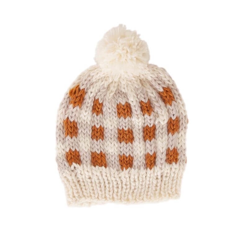 Acorn Kids Checks Beanie - Caramel - kateinglishdesigns