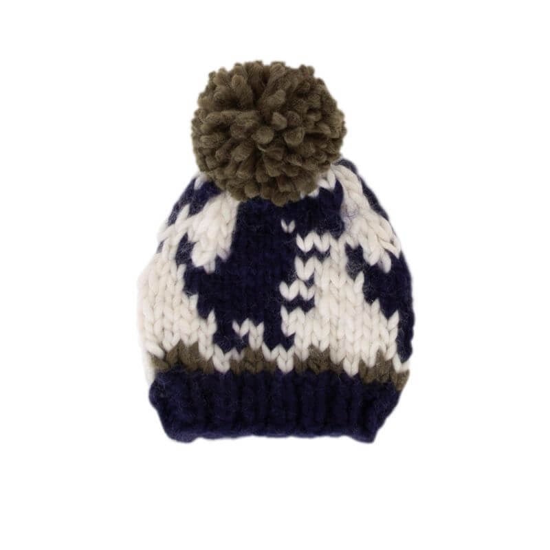 Acorn Kids Dino Beanie - Navy and Khaki - kateinglishdesigns