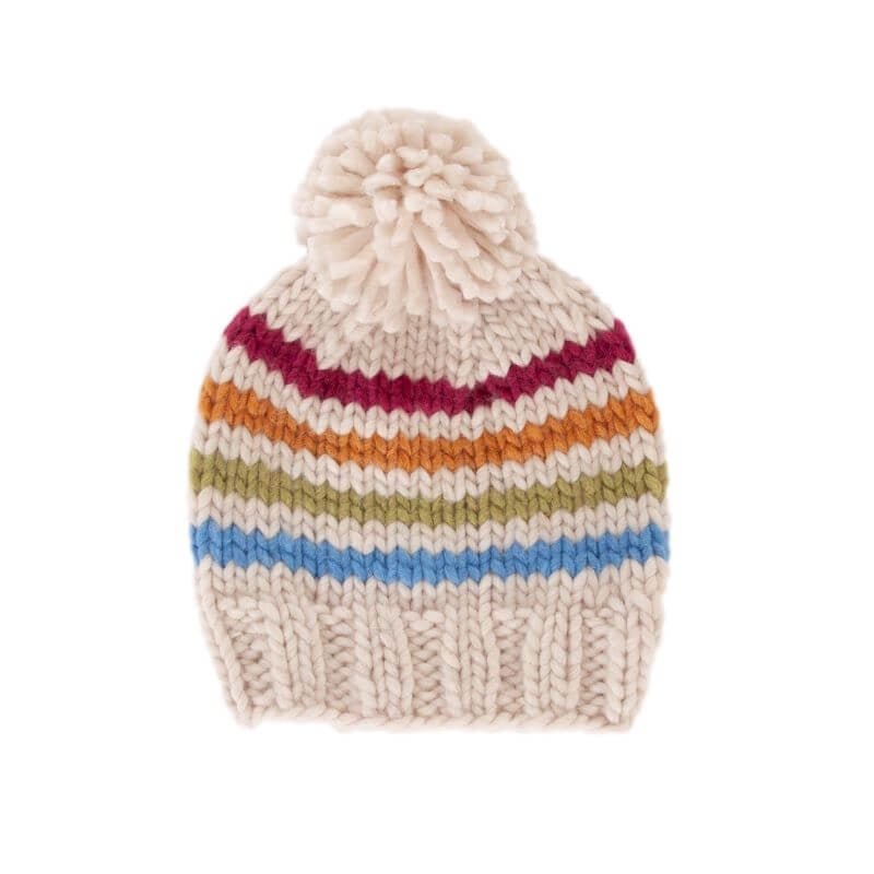 Acorn Kids Rainbow Stripe Beanie - Natural - kateinglishdesigns