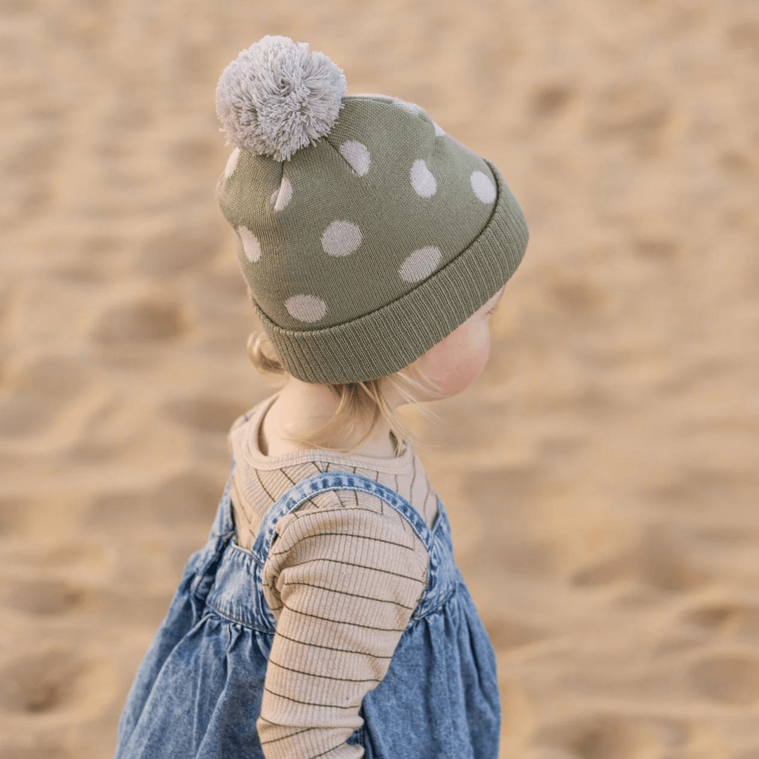 Acorn Kids Raindrops Merino Beanie - Sage - kateinglishdesigns