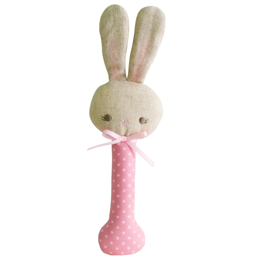 Alimrose Baby Bunny Stick Rattle - Blush - kateinglishdesigns