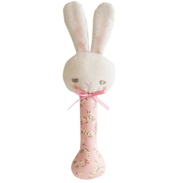Alimrose Bunny Stick Rattle Posy Heart - kateinglishdesigns