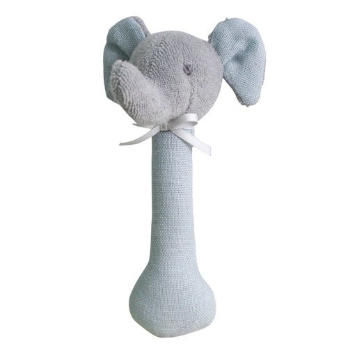 Alimrose Elephant Stick Rattle - Grey Linen - kateinglishdesigns