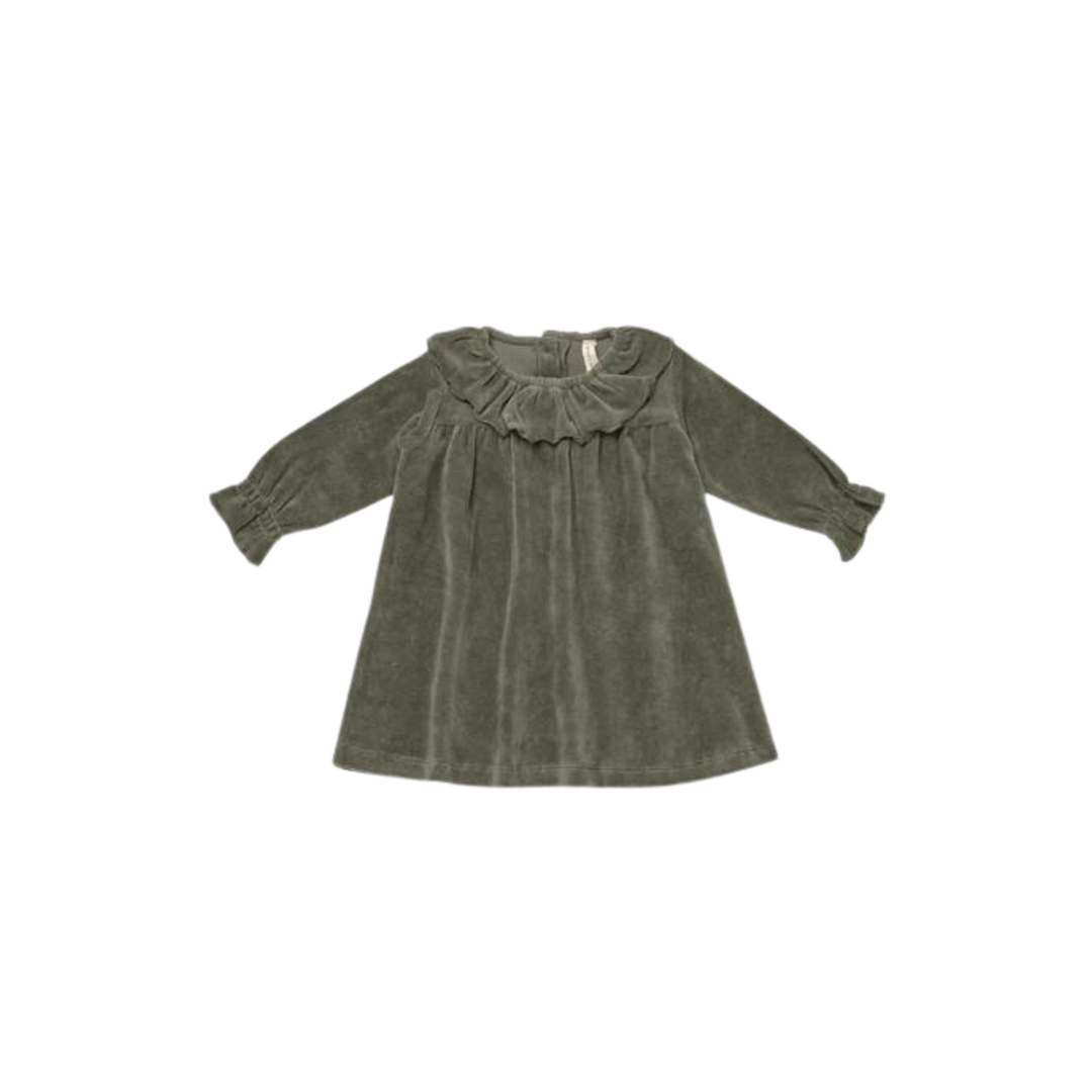 Velour Baby Dress - Forest