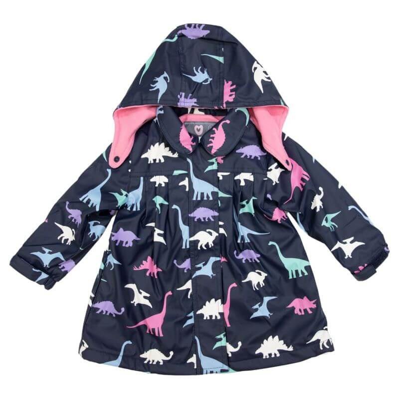 Korango Colour Change Raincoat - Navy Dino - kateinglishdesigns