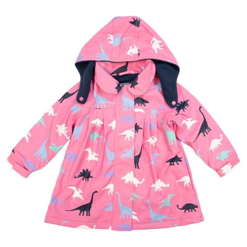 Korango Colour Change Raincoat - Pink Dino - kateinglishdesigns