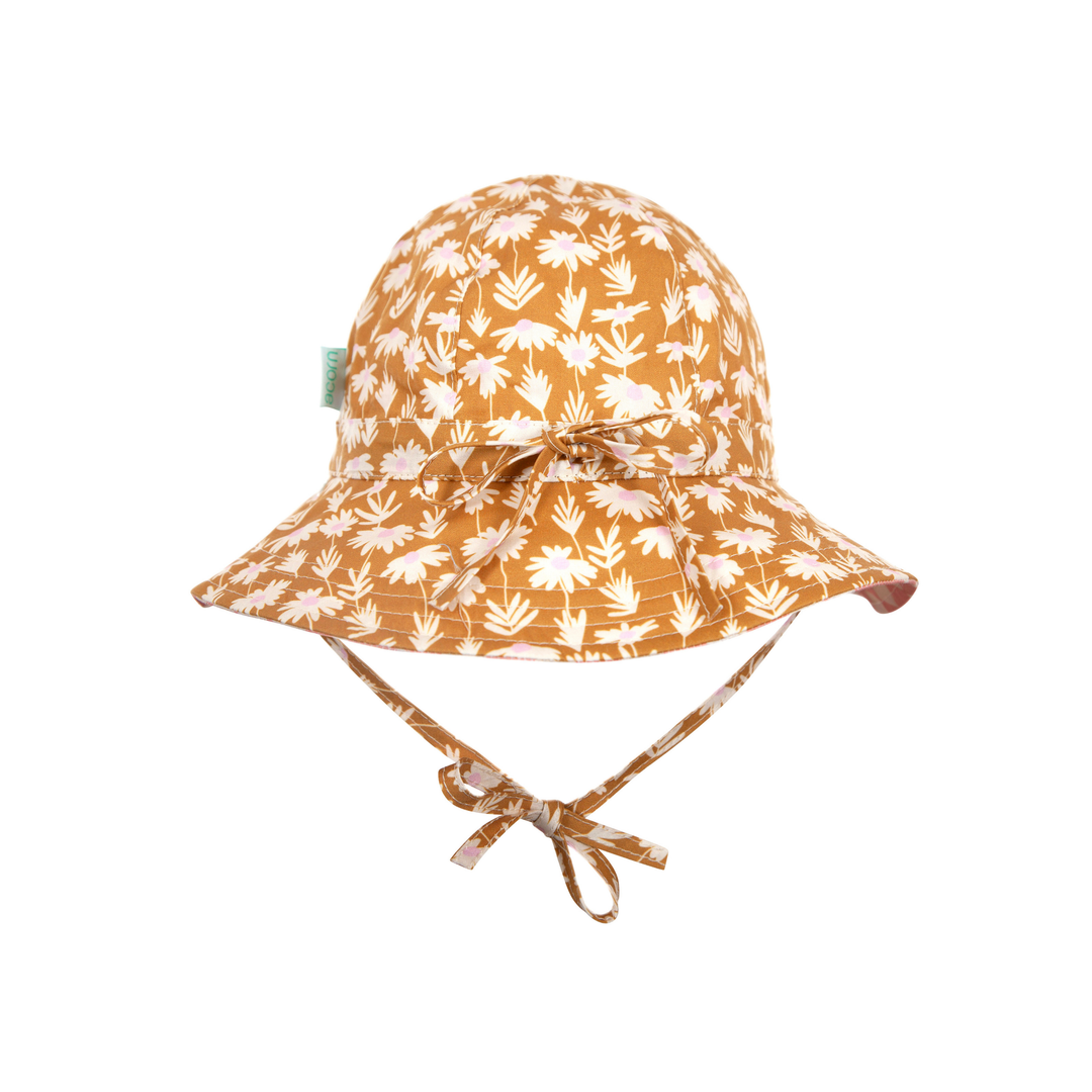 Daisy Chain Wide Brim Reversible Sunhat - Gold, Cream and Pink