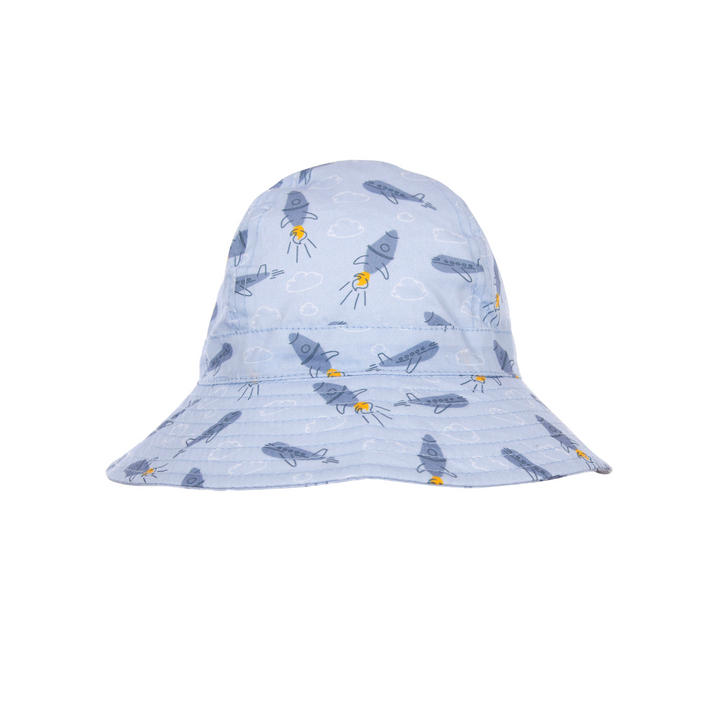 Blast Off Wide Brim Infant Hat - Blue, Yellow and White