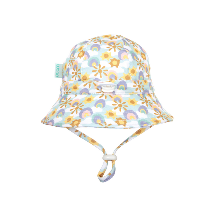 Starburst Stretch Cotton Wide Brim Sunhat - Blue and Yellow