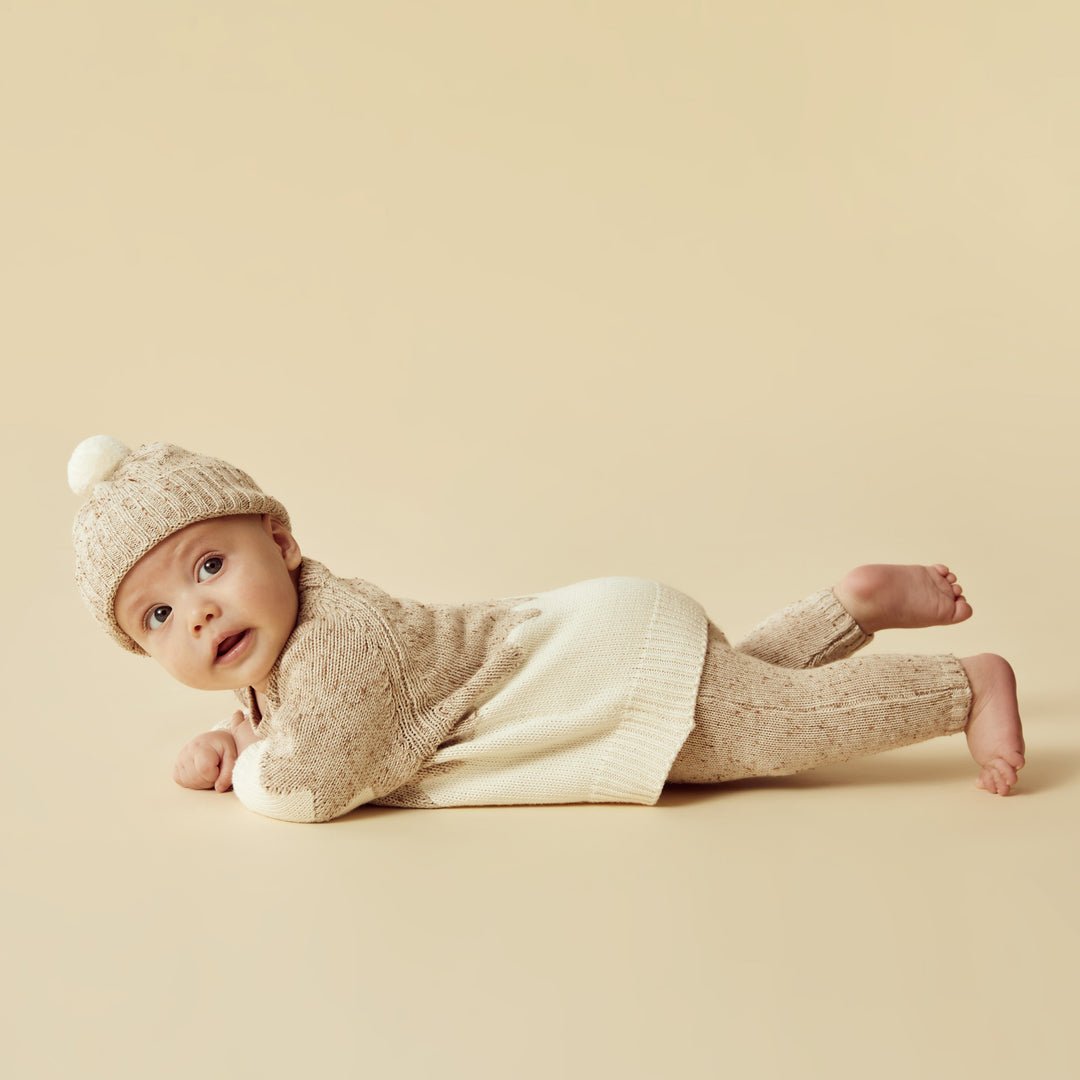 Almond Fleck Knitted Jacquard Jumper