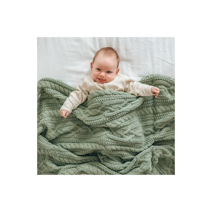 Reilly Cable Knit Blanket - Mint