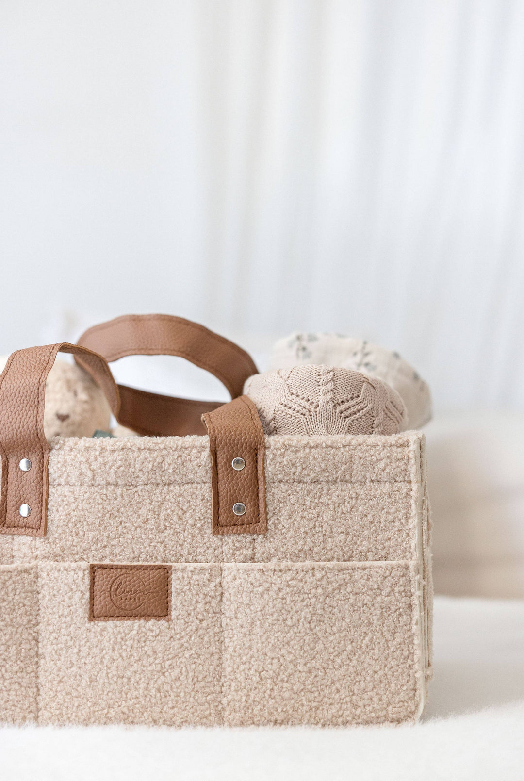 Side Pocket Nappy Caddy - Nude