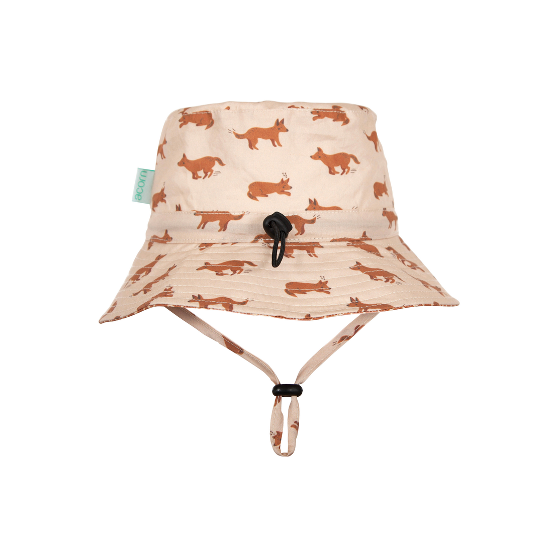 Red Dog Wide Brim Bucket Hat - Sand and Brown