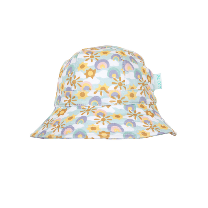 Starburst Stretch Cotton Wide Brim Sunhat - Blue and Yellow