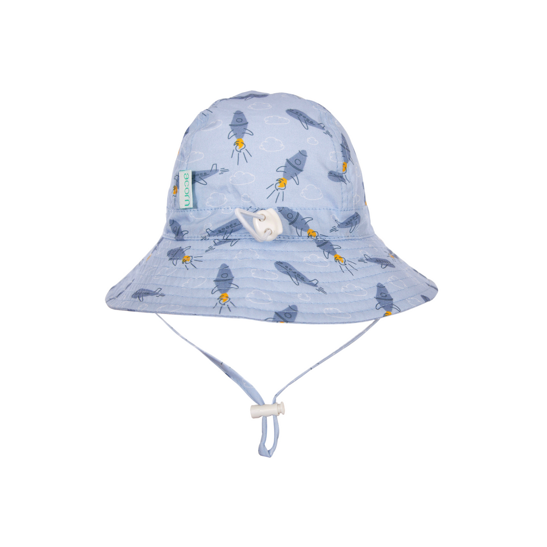 Blast Off Wide Brim Infant Hat - Blue, Yellow and White