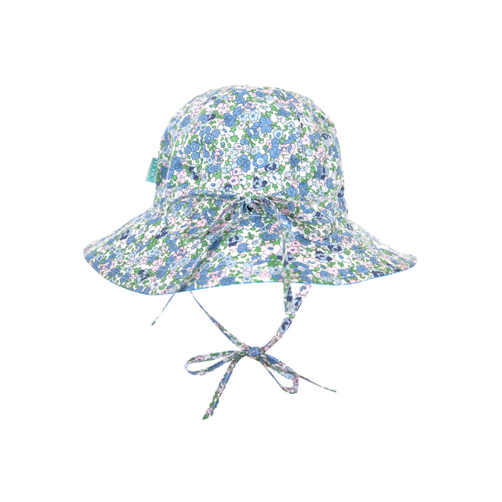 Sophia Wide Brim Reversible Sunhat - Blue, Pink and Green