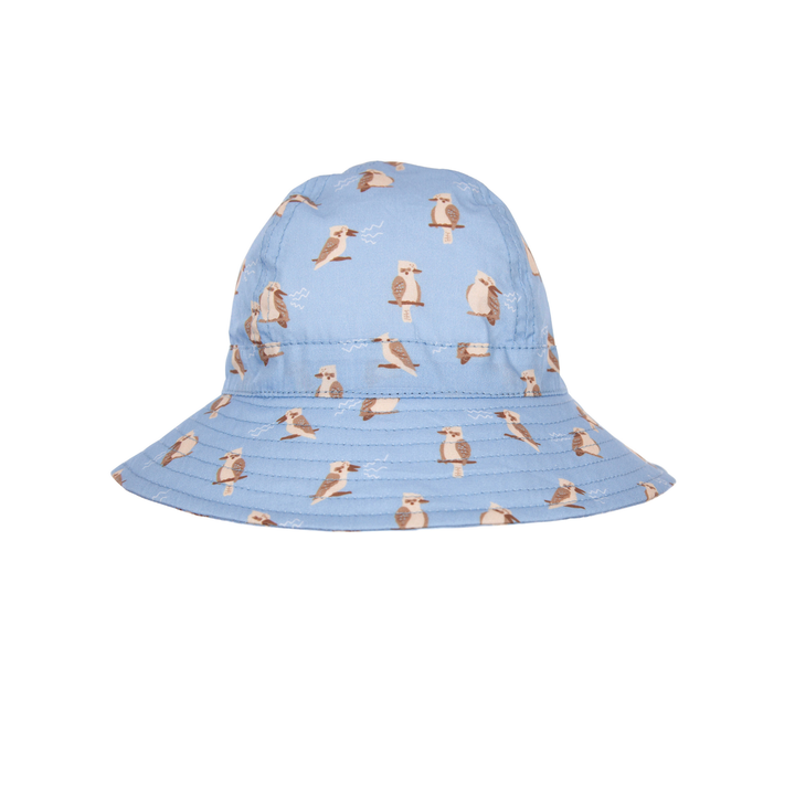 Kookaburra Wide Brim Infant Hat - Blue and Brown