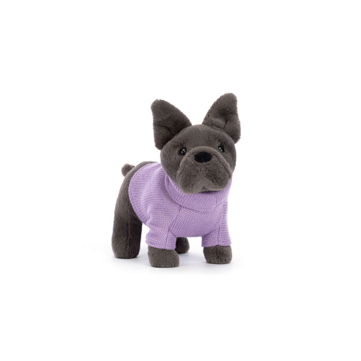 French Bulldog with Purple Jumper