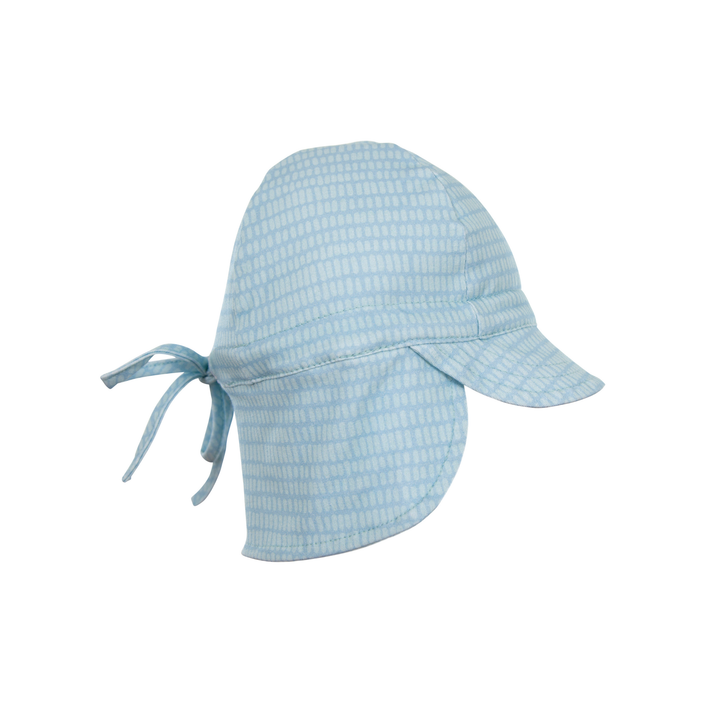 Teal Dashes Flap Hat - Teal and Blue