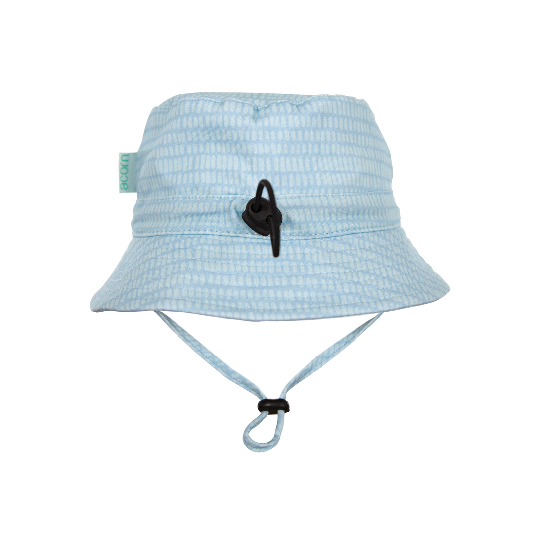 Teal Dashes Stretch Cotton Wide Brim Sunhat - Teal and Blue