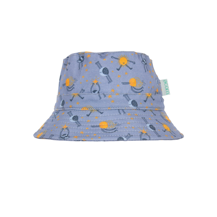 Blast Off Wide Brim Bucket Hat - Blue, Yellow and White