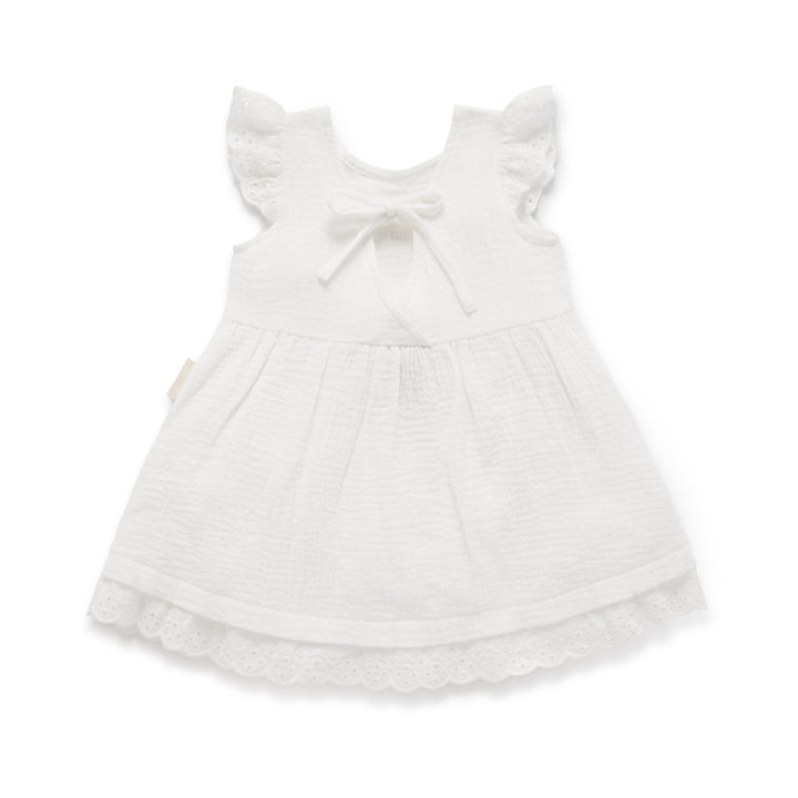 White Flutter Muslin Dress