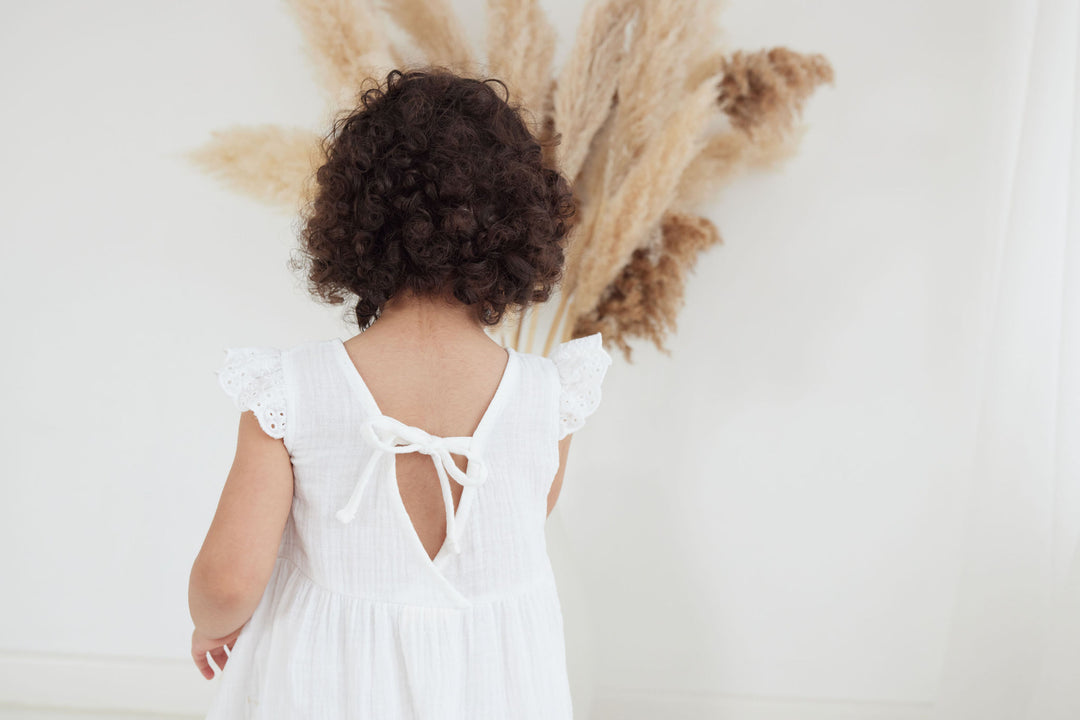 White Muslin Flutter Dress