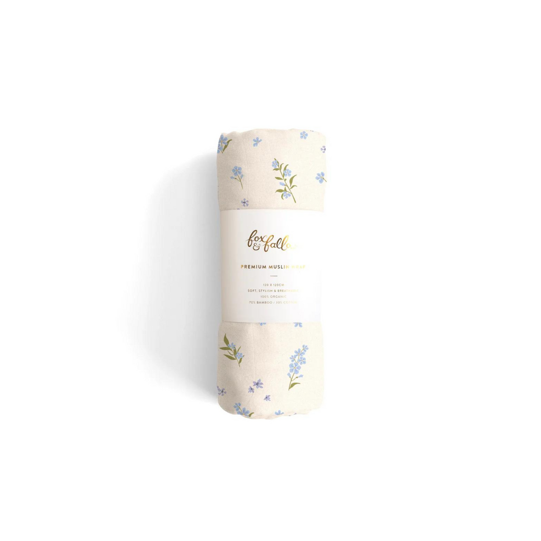 Organic Muslin Wrap Swaddle - Forget-Me-Not