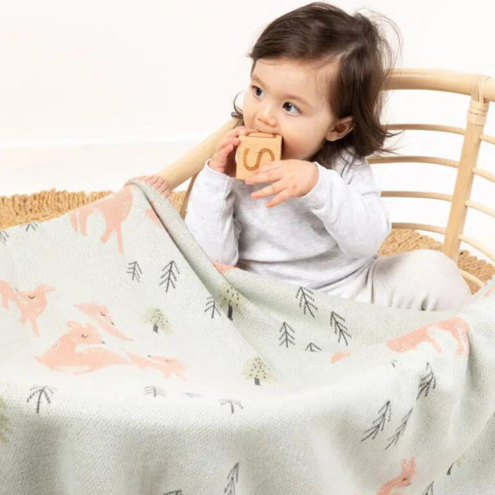 Knitted Baby Blanket - Deer