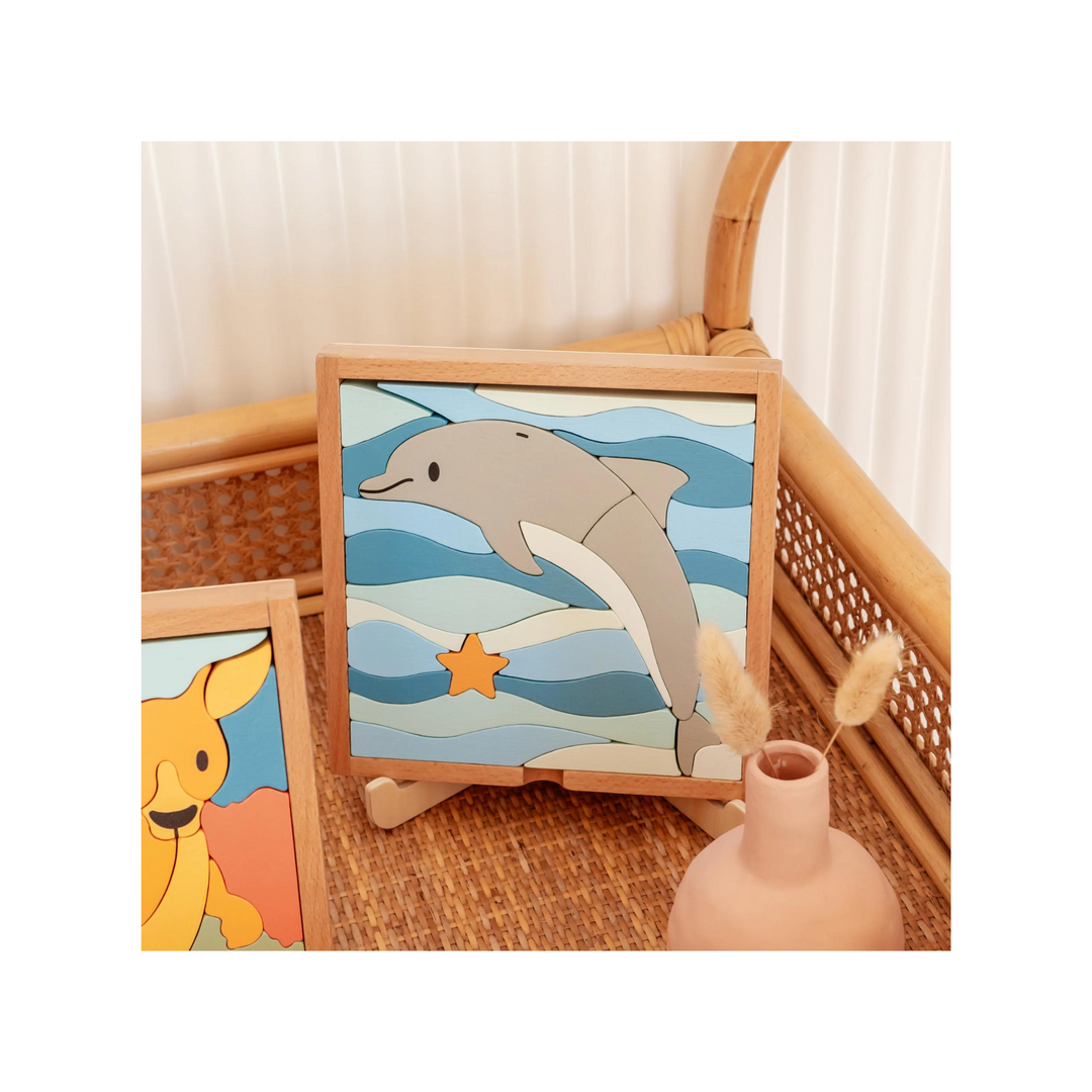Darel the Dolphin - 3 in 1 Wooden Block Puzzle