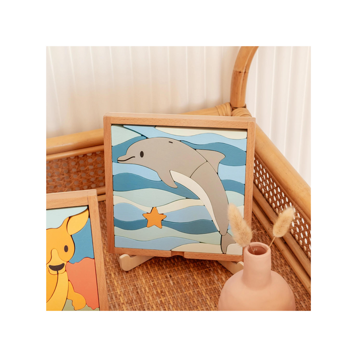 Darel the Dolphin - 3 in 1 Wooden Block Puzzle