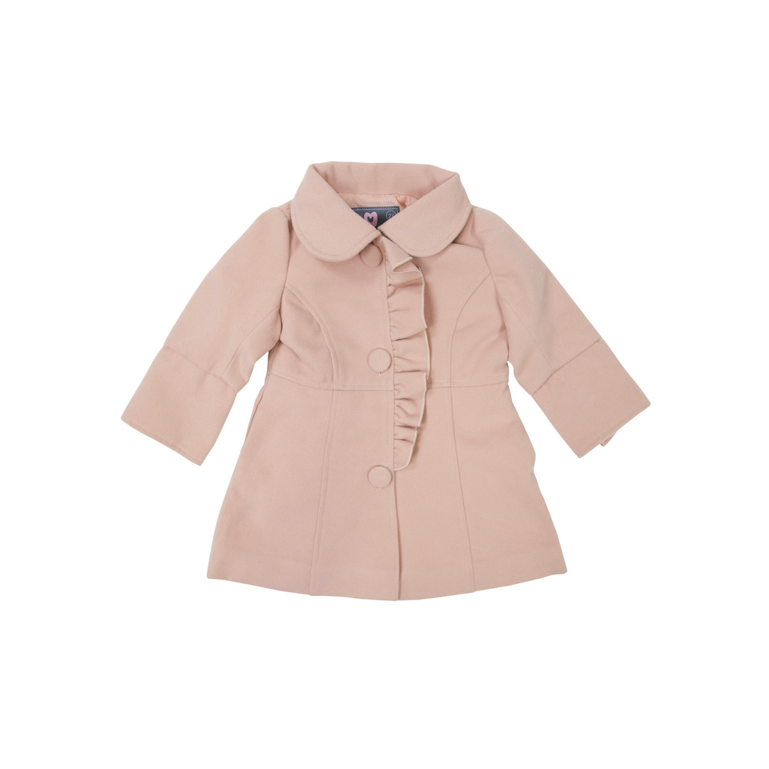Faux Wool Collared Overcoat - Pink