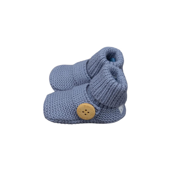 Knitted Baby Booties - Dusty Blue
