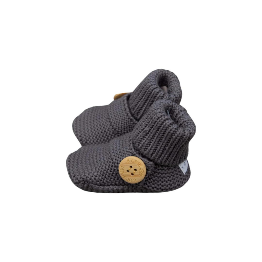 Knitted Baby Booties - Grey