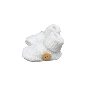 Knitted Baby Booties - White