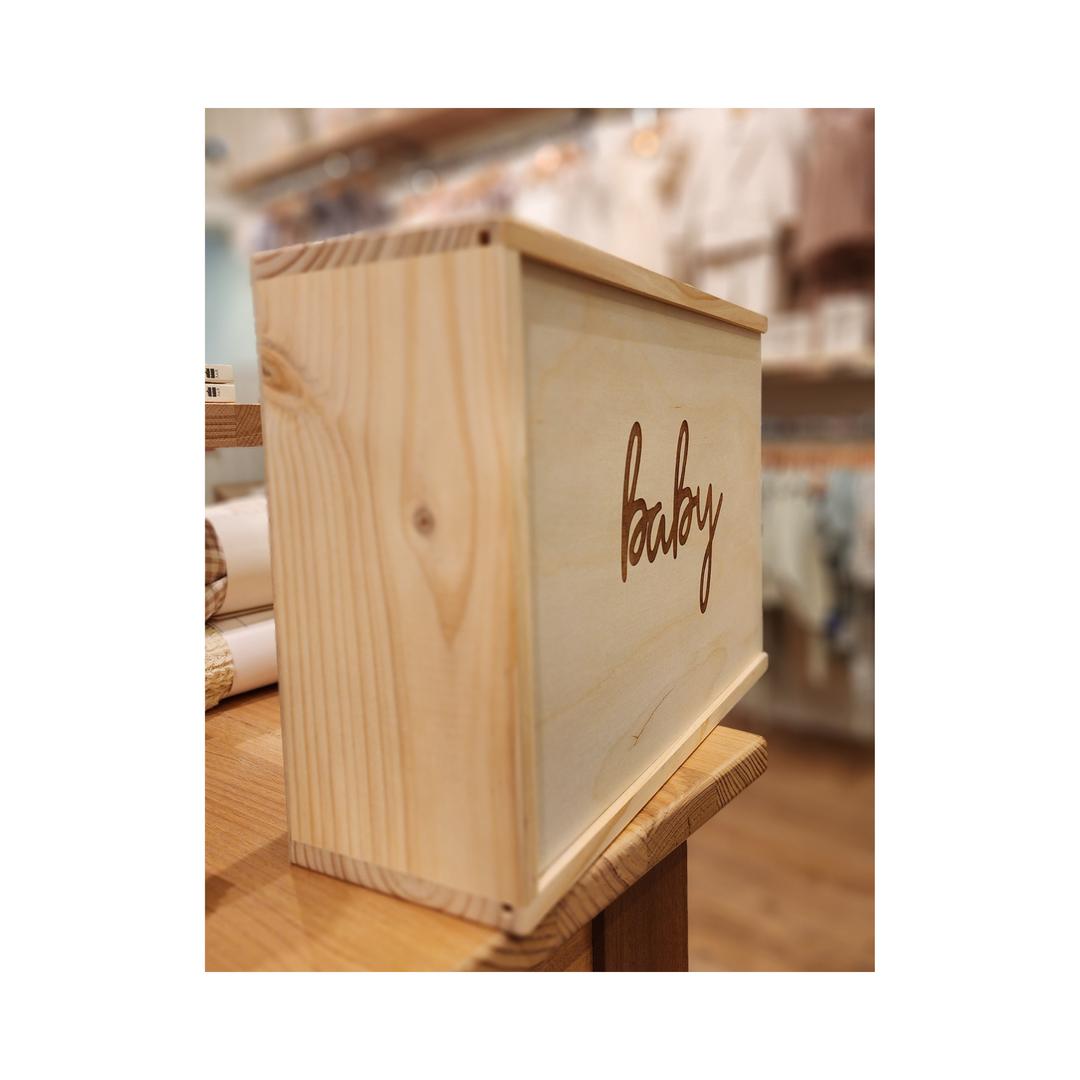 High-quality Australian made wooden keepsake baby box by Kate Inglish Designs, designed to last and hold treasured memories.