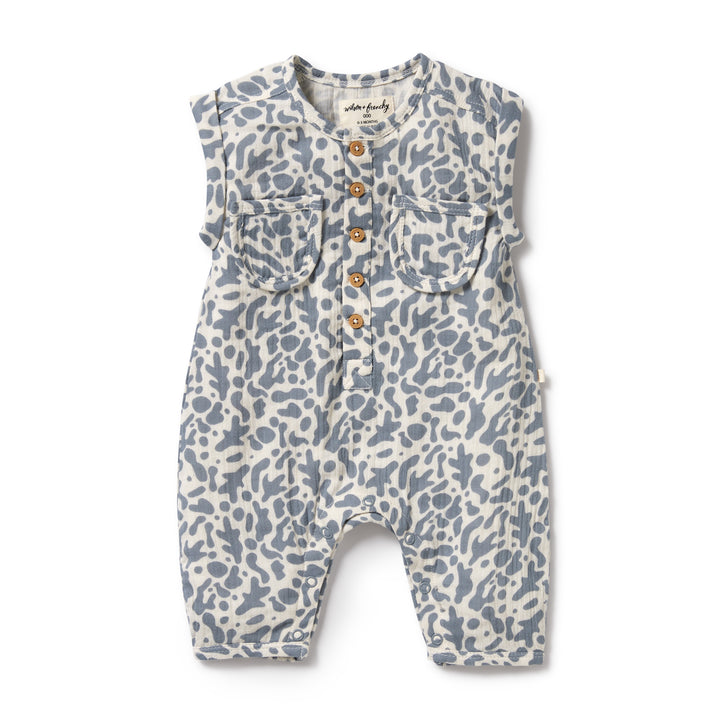 Organic Crinkle Growsuit - Blue Coral