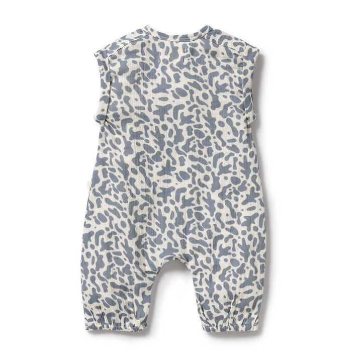 Organic Crinkle Growsuit - Blue Coral