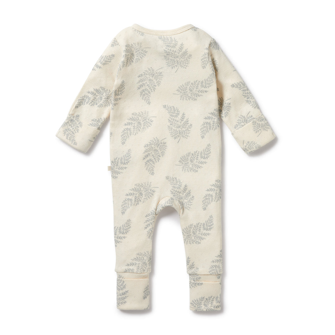 Organic Pointelle Zipsuit with Feet - Forever Ferns